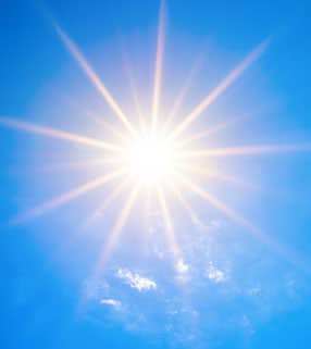Photo of the sun in the blue sky